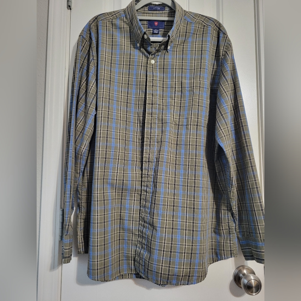 Saddlebred Blue and Green Casual Button Down Shirt